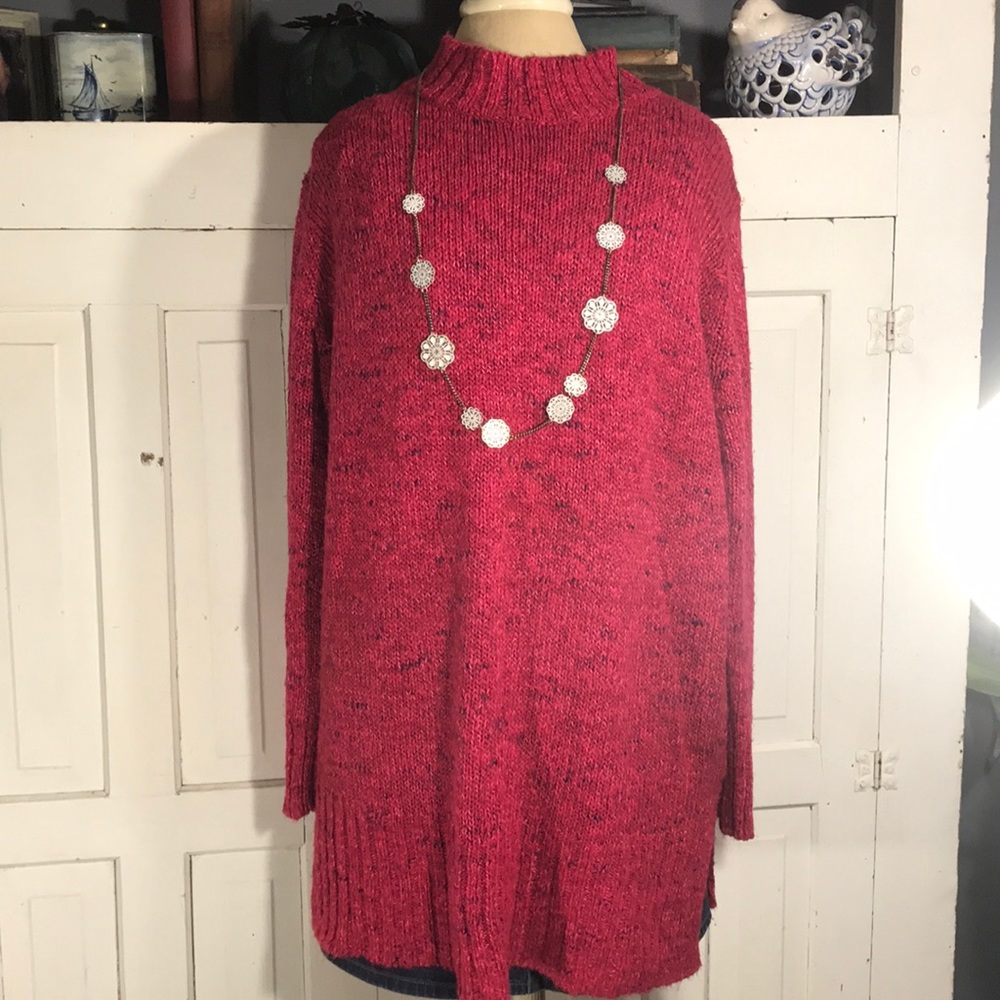 VINTAGE long oversized mock turtleneck sweater 1x